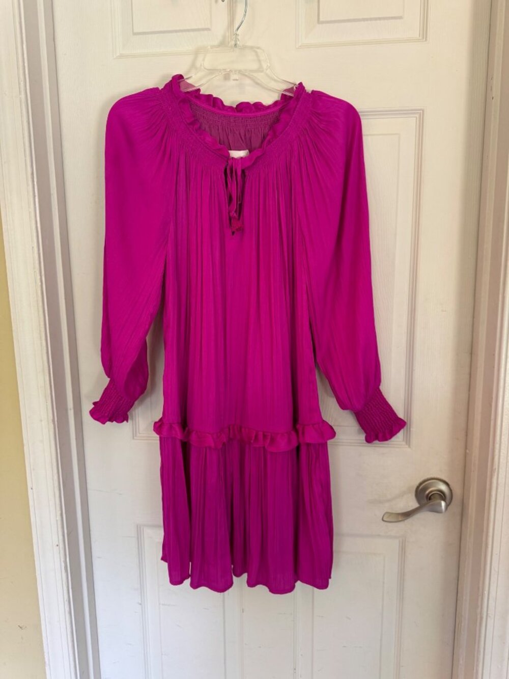 Anthropologie Giulia Tunic Dress Long Sleeve Satin Ruffle Overside Mini XS - Picture 2 of 6